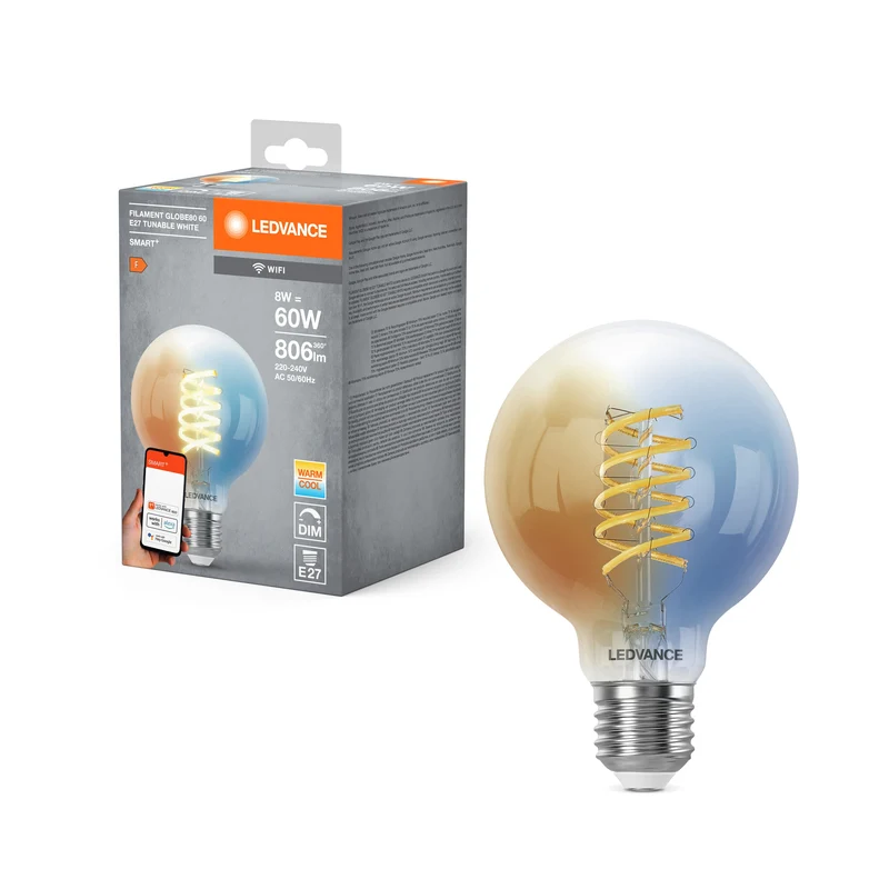 LEDVANCE SMART+ WIFI LED-Lampada, vetro bianco, 8W, 806lm, E27