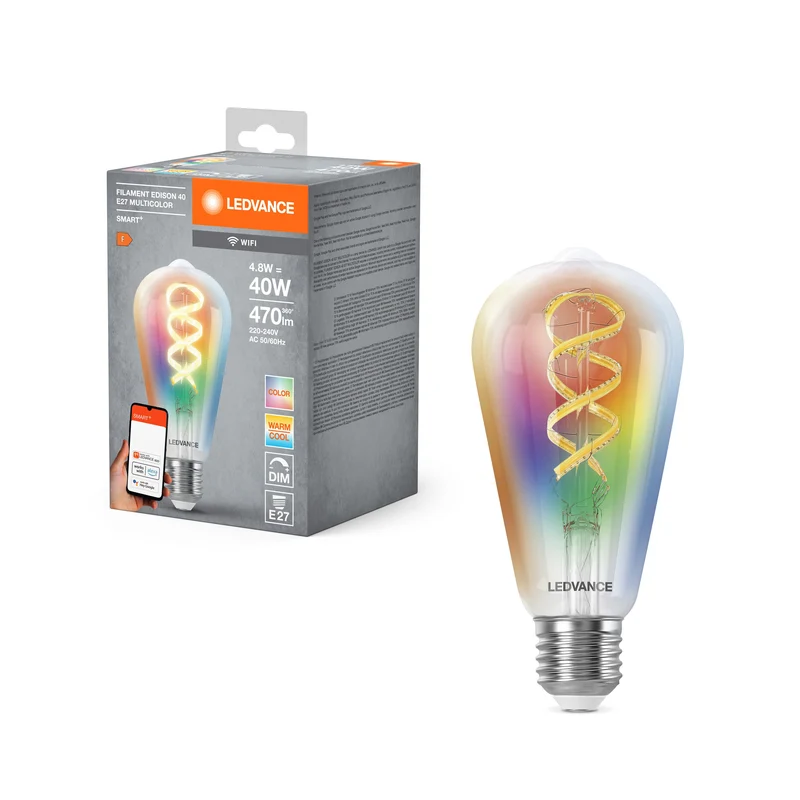 LEDVANCE SMART+ WIFI LED-Lampada, vetro bianco, 4,8W, 470lm, E27