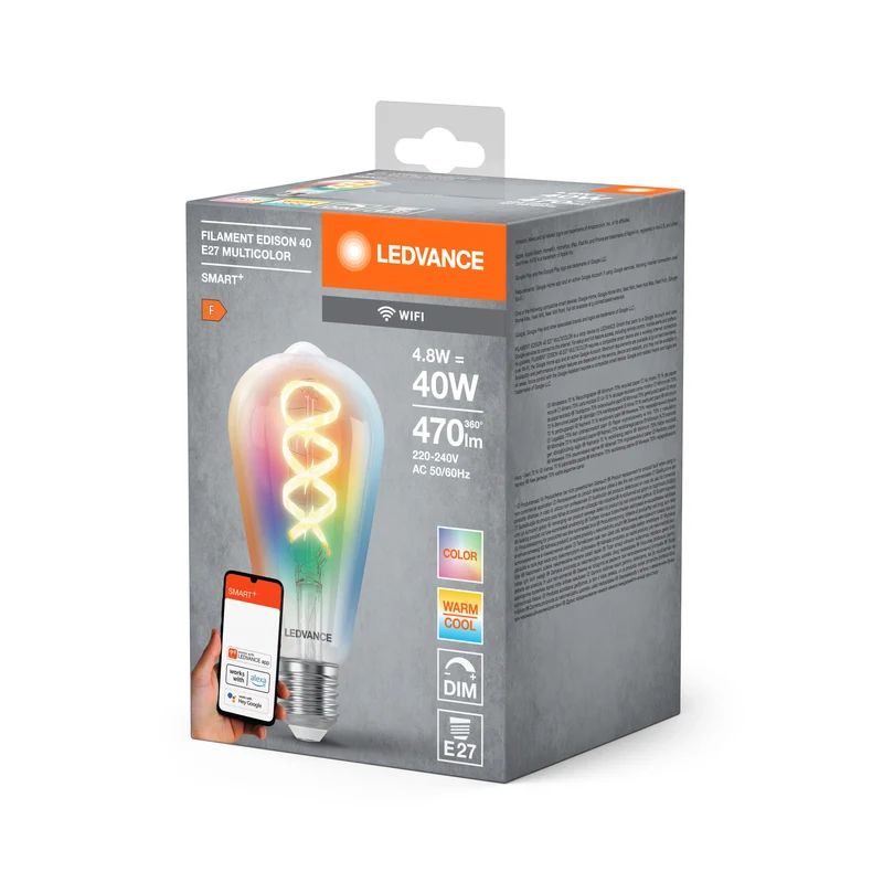 LEDVANCE SMART+ WIFI LED-Lampada, vetro bianco, 4,8W, 470lm, E27