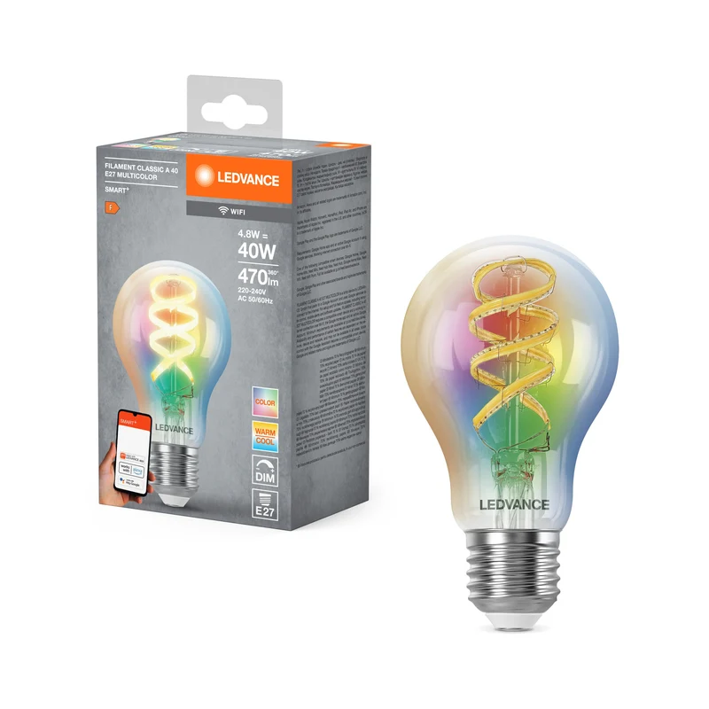 LEDVANCE SMART+ WIFI LED-Lampada, vetro bianco, 4,8W, 470lm, E27
