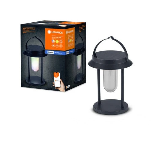LEDVANCE SMART+ Lampada da tavolo solare Bluetooth da esterno, nera, rotonda