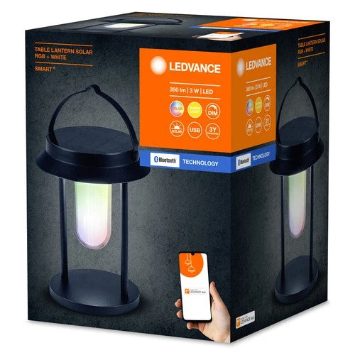 LEDVANCE SMART+ Lampada da tavolo solare Bluetooth da esterno, nera, rotonda
