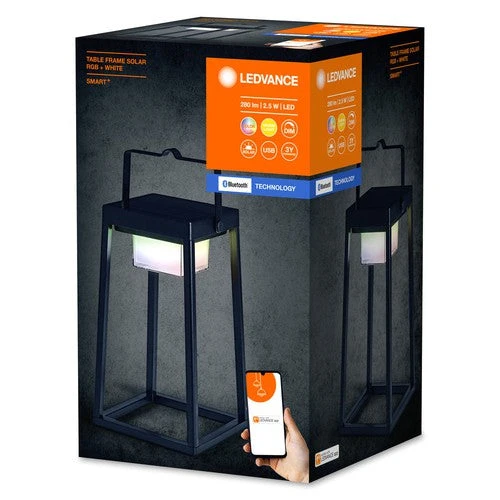 LEDVANCE SMART+ Lampada da tavolo solare Bluetooth da esterno, nera, quadrata