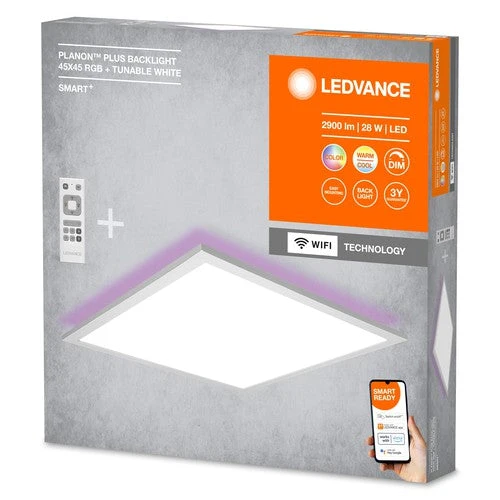 LEDVANCE SMART+ WiFi LED-pannello a cornice 45cm x 45cm, RGB, incl. telecomando 27W, 1800lm, bianco