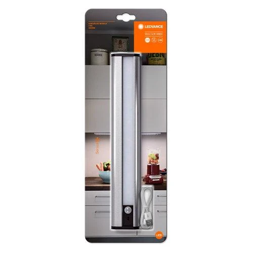 LEDVANCE Lampada a batteria LED, lampada per uso interno, sensore di movimento, sensore giorno-notte, luce fredda, 300,0 mm x 50,0 mm x 22,0 mm, LED lineare mobile USB