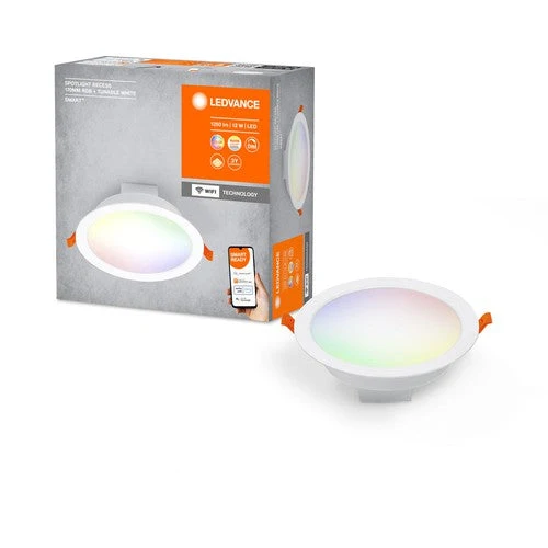 LEDVANCE Wifi SMART+ Faretto da incasso RECESS DOWNLIGHT TW, Ø 170mm, RGB 12W, 220…240 V, 2700…6500K, IP20