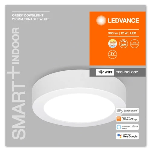 LEDVANCE Lampada: per soffitto, SMART SURFACE DOWNLIGHT TW / 12 W, 220…240 V, angolo di emissione: 110, Tunable White, 3000…6500 K