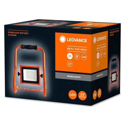 LEDVANCE LAMPADE DA LAVORO BATTERIA R-STAND Akku USB Faretto da cantiere 10W / 4000K