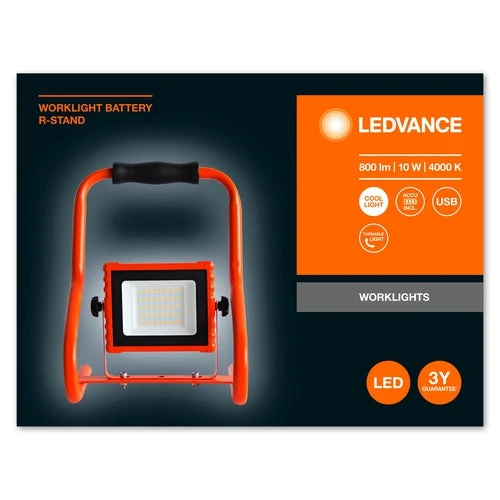 LEDVANCE LAMPADE DA LAVORO BATTERIA R-STAND Akku USB Faretto da cantiere 10W / 4000K
