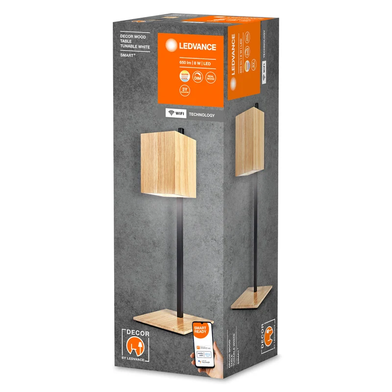 LEDVANCE SMART+ lampada da tavolo WiFi DECOR, 8W, 650lm, legno