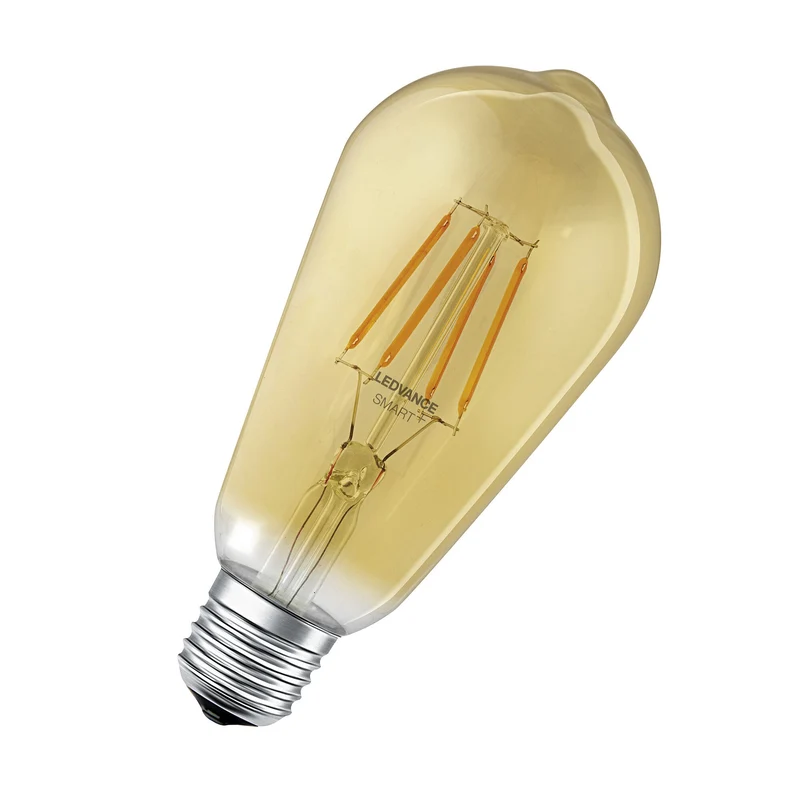 LEDVANCE Lampadina LED intelligente con ZigBee, attacco E27, dimmerabile, bianco caldo (2400K), forma Edison dorata, filamento chiaro, sostituto per lampadine a incandescenza da 55W, controllabile con sistemi compatibili come Alexa, Google ecc.