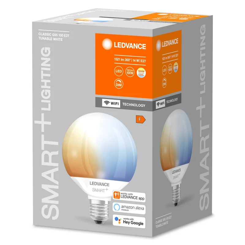 LEDVANCE Wifi SMART+ Lampada Globo Regolabile Bianco G95 (ex 100W) 14W / 2700-6500K E27