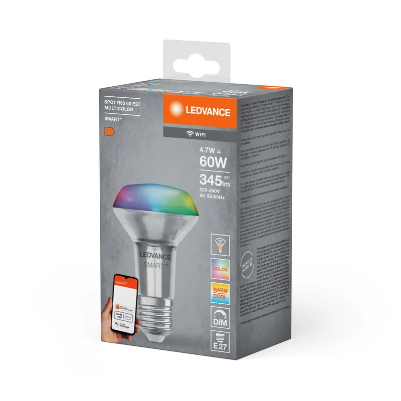 LEDVANCE Wifi SMART+ Lampada SPOT CONCENTRA RGBW Multicolore R63 (ex 60W) 6W /2700-6500K E27