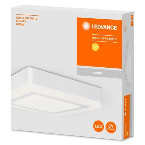 LEDVANCE LED CLICK Lampada da soffitto bianca SQ 20cm 15 W