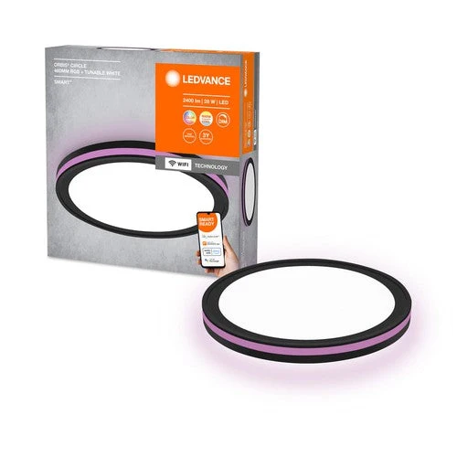 LEDVANCE Wifi SMART+ ORBIS CIRCLE LED lampada da soffitto RGBW multicolore 46cm Bianco regolabile 28W / 3000-6500K nero