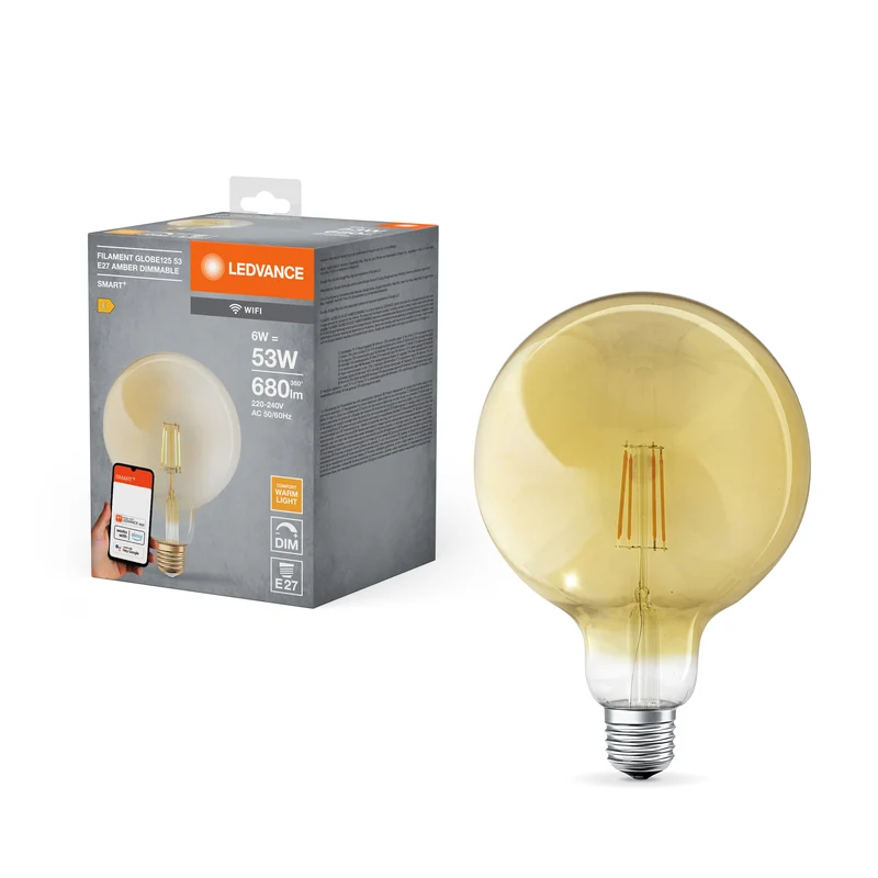 LEDVANCE Wifi SMART+ Globo125 LED Lampada dimmerabile (ex 53W) 6W / 2400K Bianco caldo E27