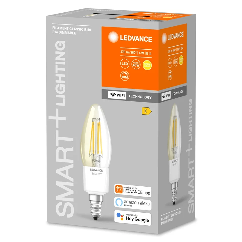 LEDVANCE Wifi SMART+ Lampada a candela dimmerabile 4W / 2700K Bianco caldo E14