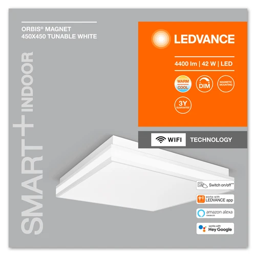 LEDVANCE Wifi SMART+ ORBIS MAGNET LED Lampada da soffitto 45x45cm Bianco regolabile 42W / 3000-6500K bianco