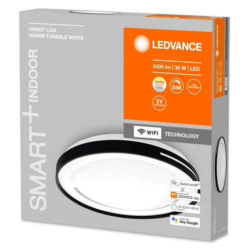 LEDVANCE Wifi SMART+ ORBIS LISA LED Lampada da soffitto 50cm Bianco regolabile 30W / 2700-6500K nero