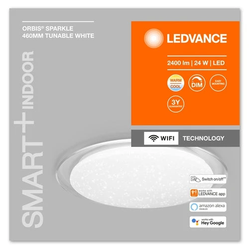 LEDVANCE Wifi SMART+ ORBIS SPARKLE LED lampada da soffitto 46cm bianco regolabile 24W / 2700-6500K