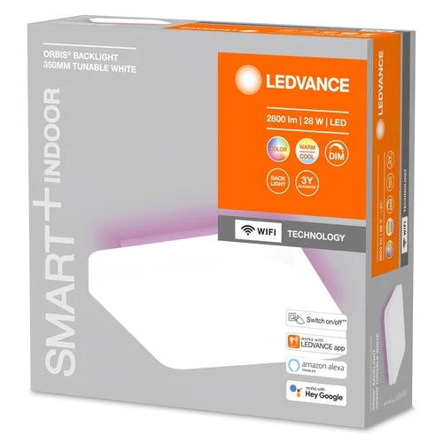 LEDVANCE Wifi SMART+ ORBIS BACKLIGHT LED lampada da soffitto RGBW multicolore 35x35cm Bianco regolabile 28W / 3000-6500K bianco