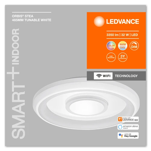 LEDVANCE Wifi SMART+ ORBIS STEA LED RGBW lampada da soffitto multicolore 48,5cm Bianco regolabile 32W / 2700-6500K