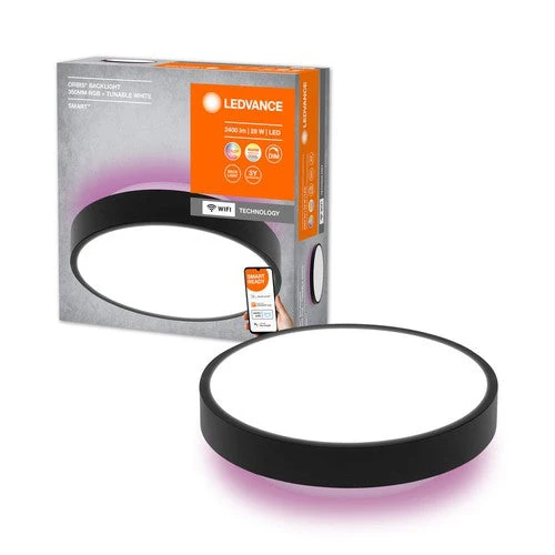 LEDVANCE Wifi SMART+ ORBIS BACKLIGHT LED lampada da soffitto RGBW multicolore 35cm bianco regolabile 28W / 3000-6500K nero