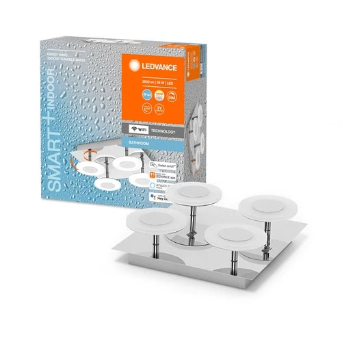 LEDVANCE Wifi SMART+ ORBIS WAVE LED Lampada da soffitto bagno 30x30cm Bianco regolabile 26W / 3000-6500K