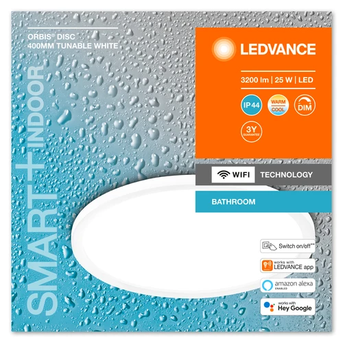 LEDVANCE Wifi SMART+ ORBIS DISC LED Lampada da soffitto per bagno 40cm Bianco regolabile 25W / 3000-6500K