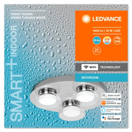 LEDVANCE Wifi SMART+ ORBIS ROUND LED Lampada da soffitto bagno 30cm Regolabile bianco 18W / 3000-6500K