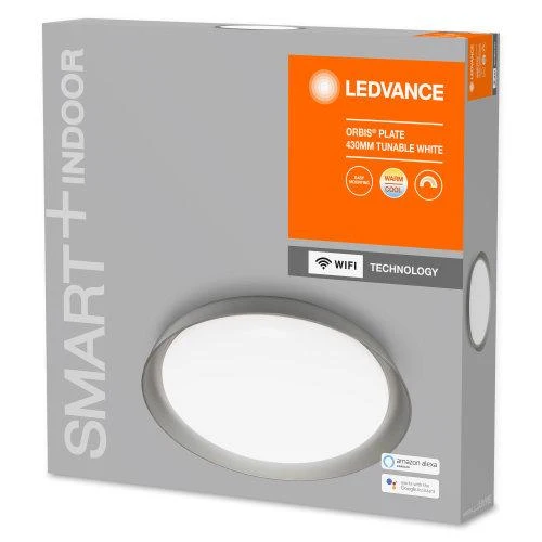 LEDVANCE Wifi SMART+ Orbis Piastra LED Lampada da soffitto regolabile bianco 43cm 24W / 3000-6500K grigio