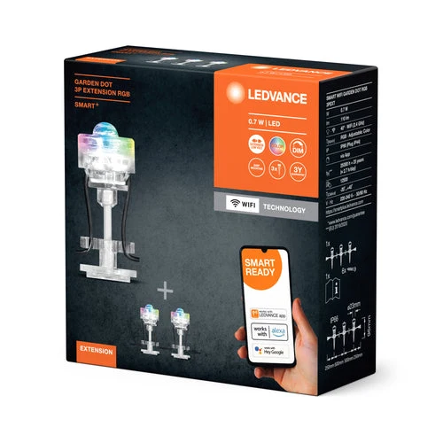 LEDVANCE Wifi SMART+ Lampada da giardino esterna Dot Mini LED RGB multicolore 3 estensioni
