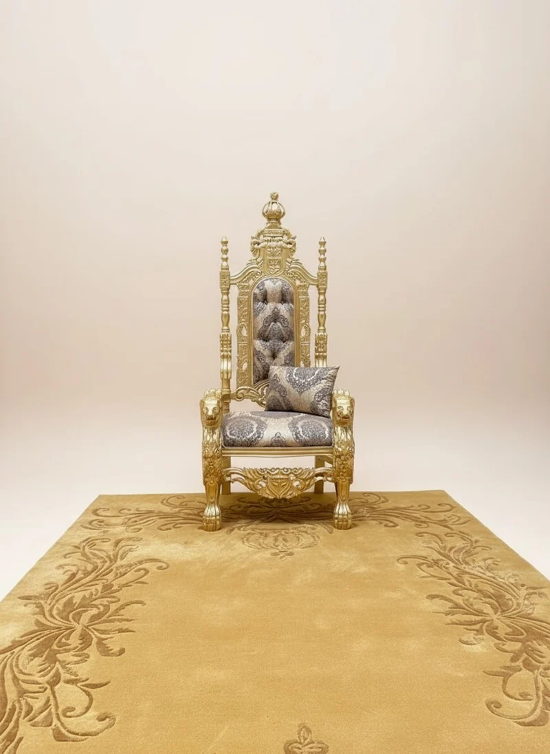 Pompöös by Casa Padrino Luxus Barock Thron Sessel Provence Gold / Grau / Gold - designed by Harald Glööckler