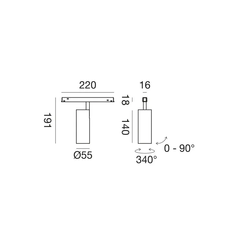 AURA Track Slim 2700K/3000/4000k faretto Ø55