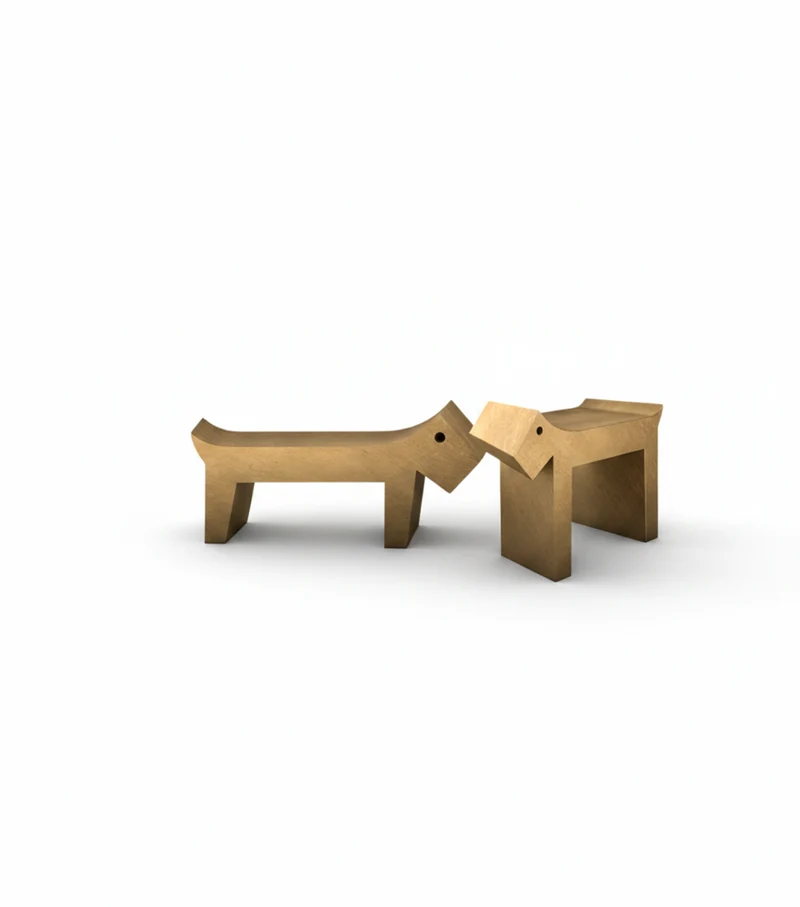 Dog & bassotto small scultura placcato oro L 30 P 14 H 25 cm