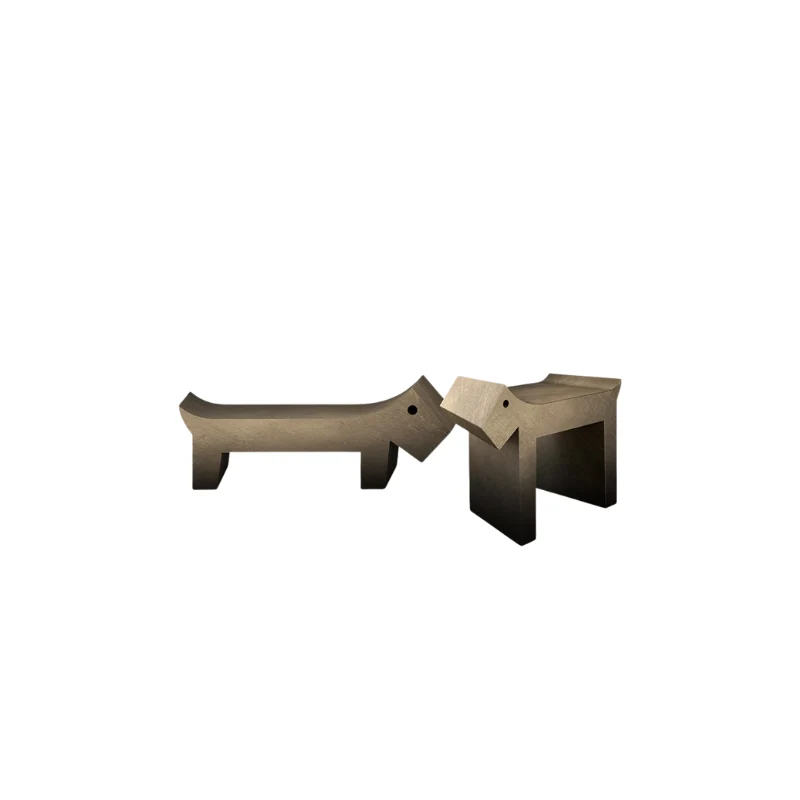Dog & bassotto small scultura golden black L 30 P 14 H 25 cm
