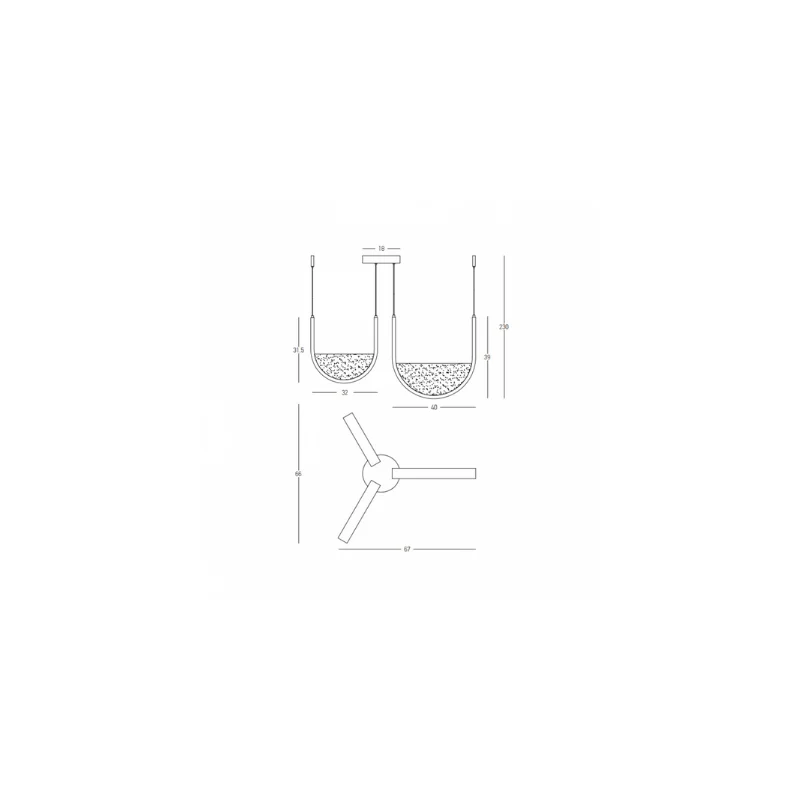 Culla sospensione a 3 oro L 230cm (art.23169)