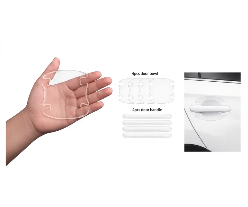 Kit Protector de Manijas de Auto Anti-Rayones - Silicona Transparente 8 Pzas