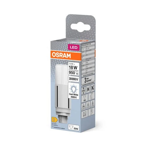 OSRAM DULUX Lampada LED D18 VT EM, 7,5W, 950lm, 4000K, Bianco freddo