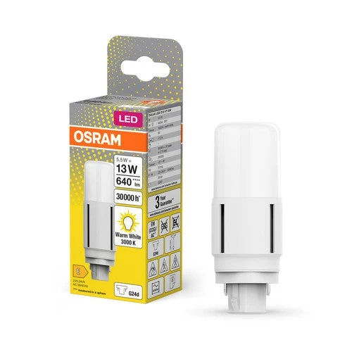 OSRAM DULUX Lampada LED D13 VT EM, 5,5W, 640lm, 3000K, Bianco caldo