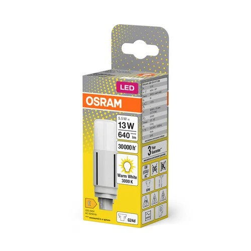 OSRAM DULUX Lampada LED D13 VT EM, 5,5W, 640lm, 3000K, Bianco caldo