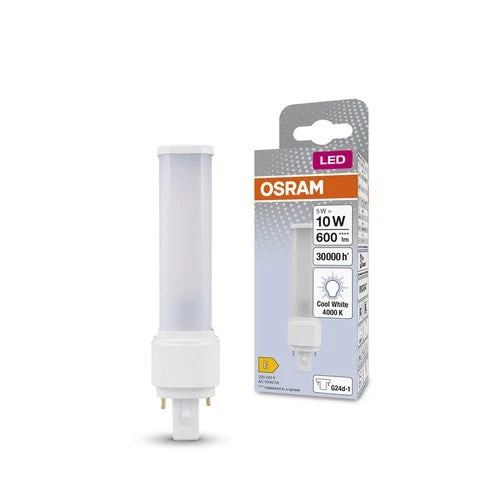 OSRAM DULUX Lampada LED D10 EM, 5W, 600lm, 4000K, Bianco freddo