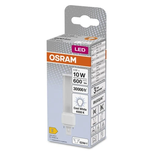 OSRAM DULUX Lampada LED D10 EM, 5W, 600lm, 4000K, Bianco freddo