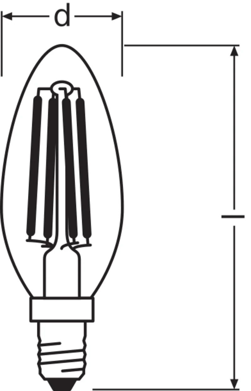Lampade LED OSRAM, forma classica mini candela, ricambio da 40 watt, E14, forma B, 2700 Kelvin, bianco caldo, vetro trasparente, confezione da 2