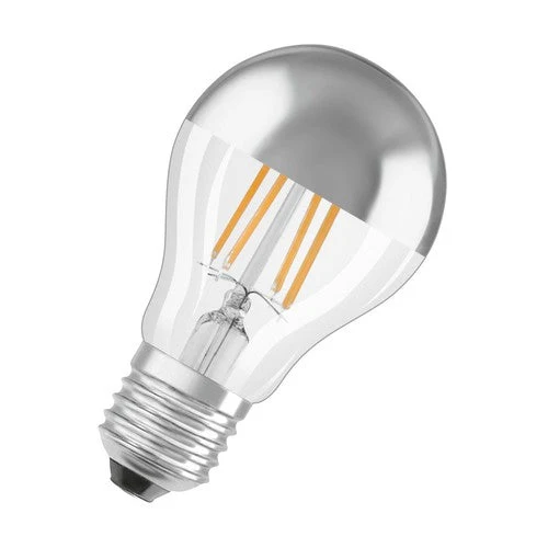 Lampadine LED OSRAM, forma classica a bulbo, con corona a specchio, dimmerabili, sostituzione 50 Watt, E27, forma A, 2700 Kelvin, bianco caldo, vetro trasparente