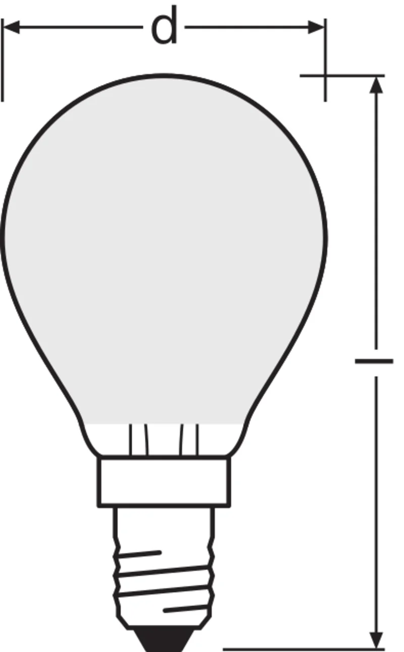 Lampade LED OSRAM, classica forma mini sferica, ricambio da 40 watt, E14, forma P, 2700 Kelvin, bianco caldo, vetro trasparente, confezione da 2