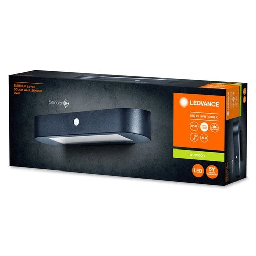 LEDVANCE ENDURA Style Oval Lampada Solare da Parete, Sensore, 4000K