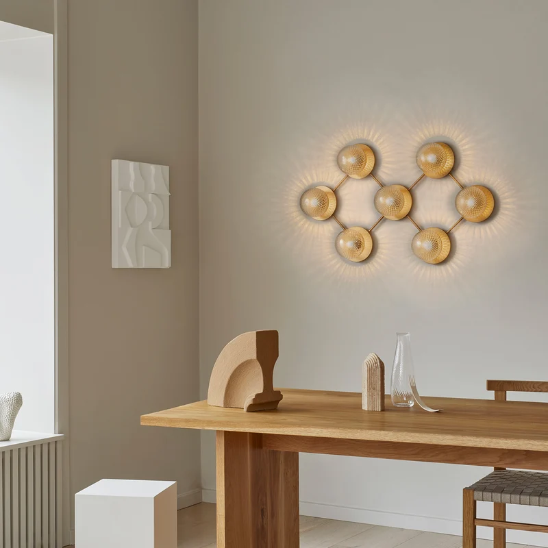 LIILA 7 Wall - Applique murale en verre soufflé et acier doré, style Art déco