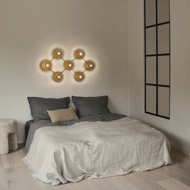 LIILA 7 Wall - Applique murale en verre soufflé et acier doré, style Art déco