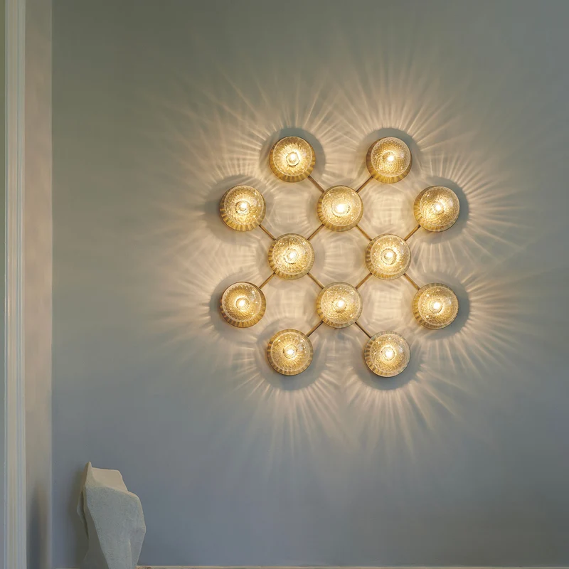 LIILA 12 Wall - Applique murale en verre soufflé et acier doré, style Art déco